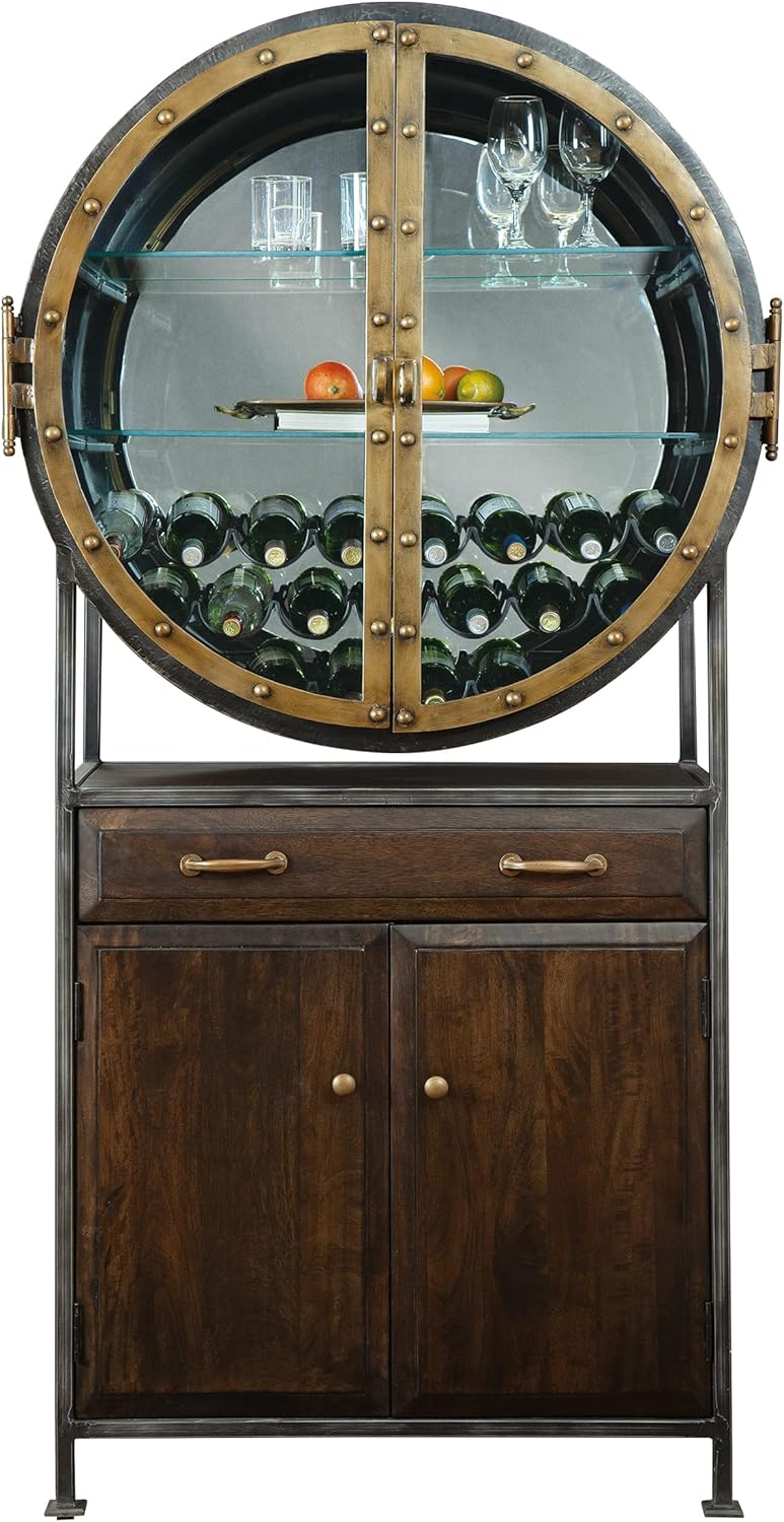 Wine & Bar Cabinet with Distressed Hardwood Storage R92481