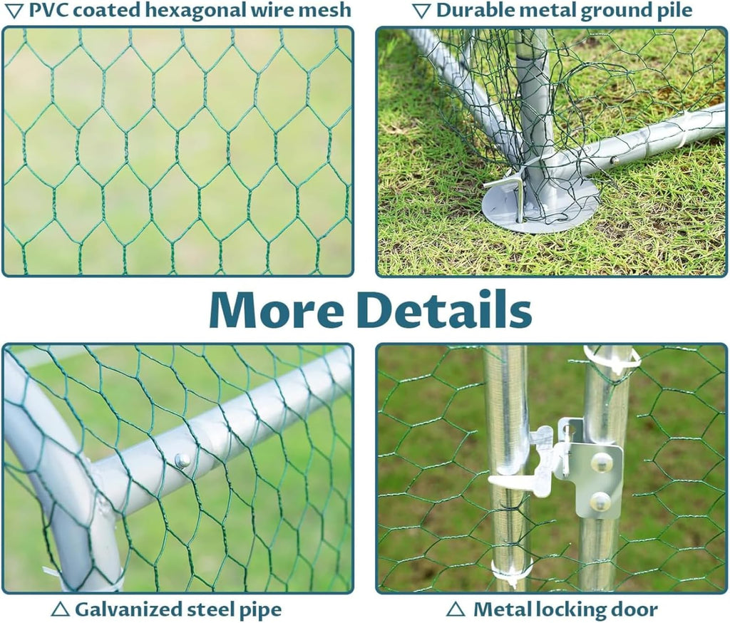 Large Metal Chicken Coop Walk-in Poultry Cage with Waterproof Cover for Outdoor Use F2254