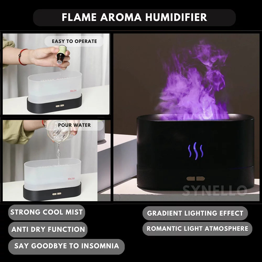Flame Diffuser for Essential Oils, 180ml Cool Mist Humidifier Y6202