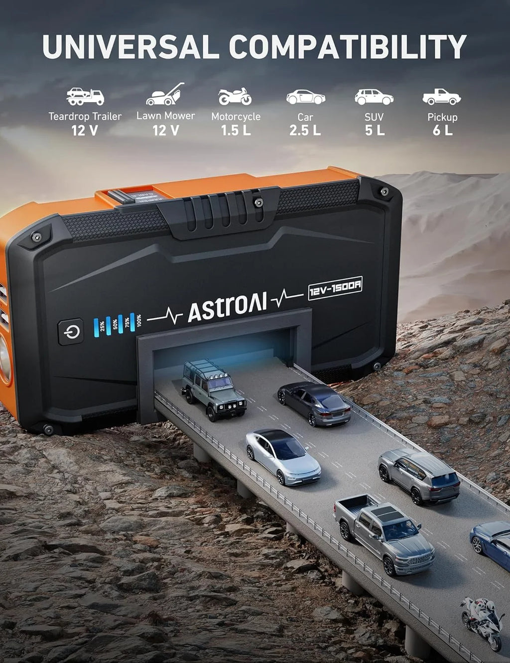 Portable 1500A Car Jump Starter T489
