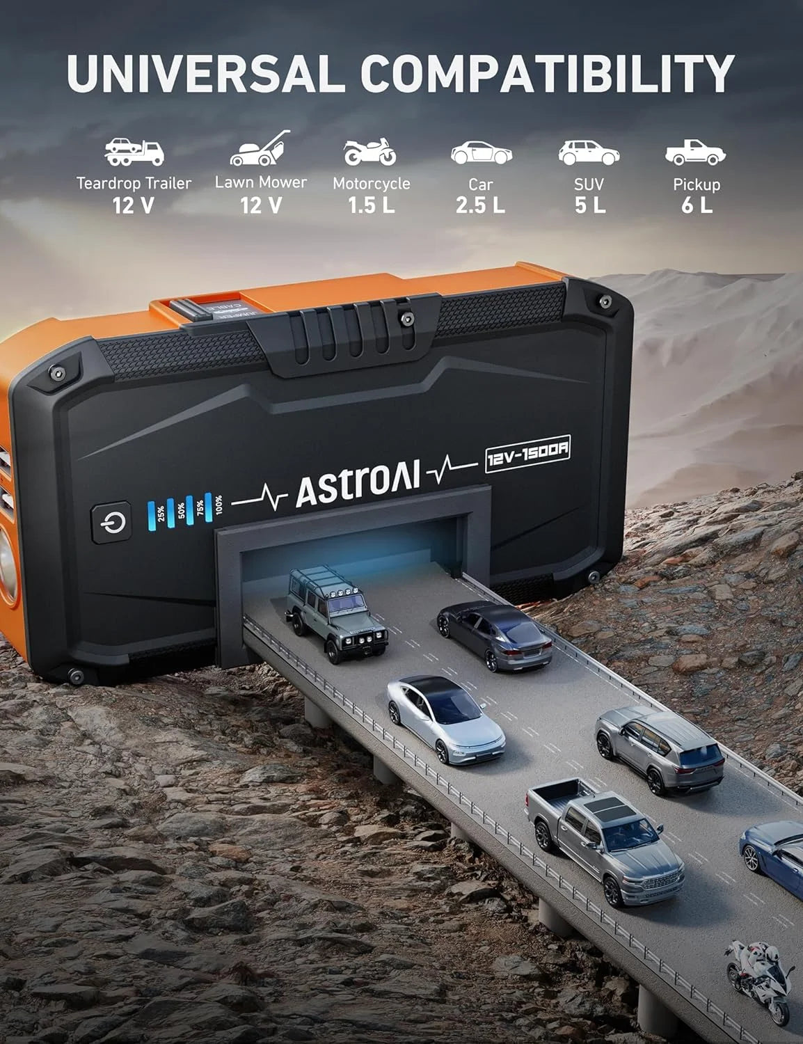 Portable 1500A Car Jump Starter T489