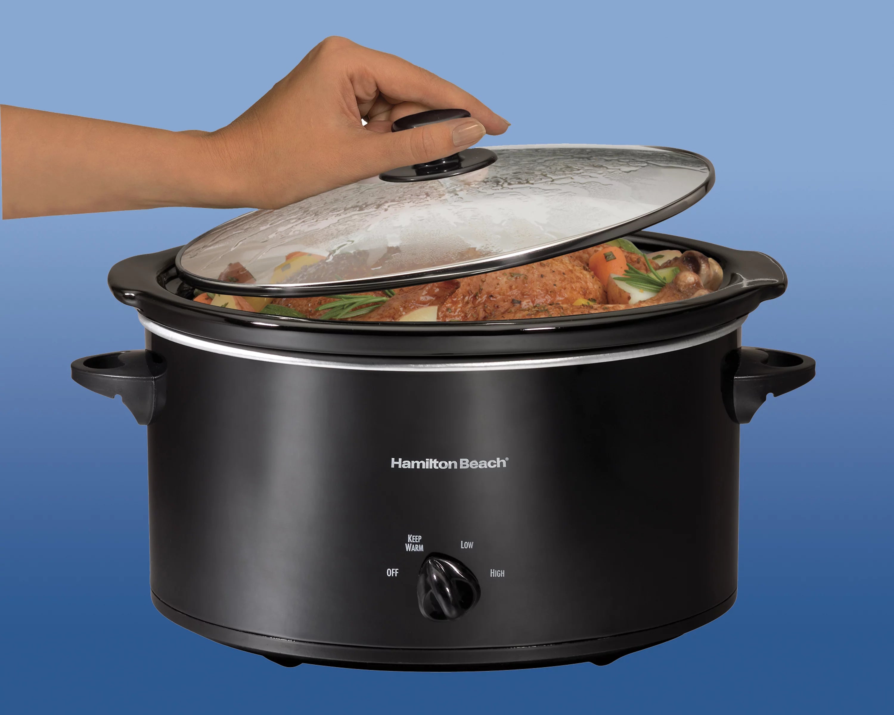 Portable Slow Cooker, 5 Quart, Removable Crock, Black F481