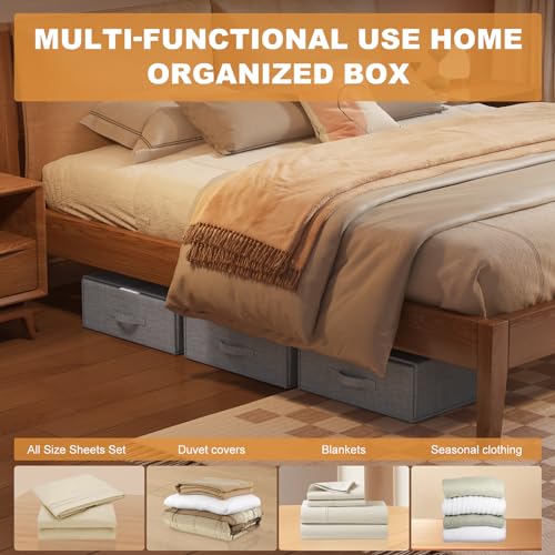 Sheet Organizers and Storage, 6 Pack, Foldable, Fits Queen and King, Grey T35393