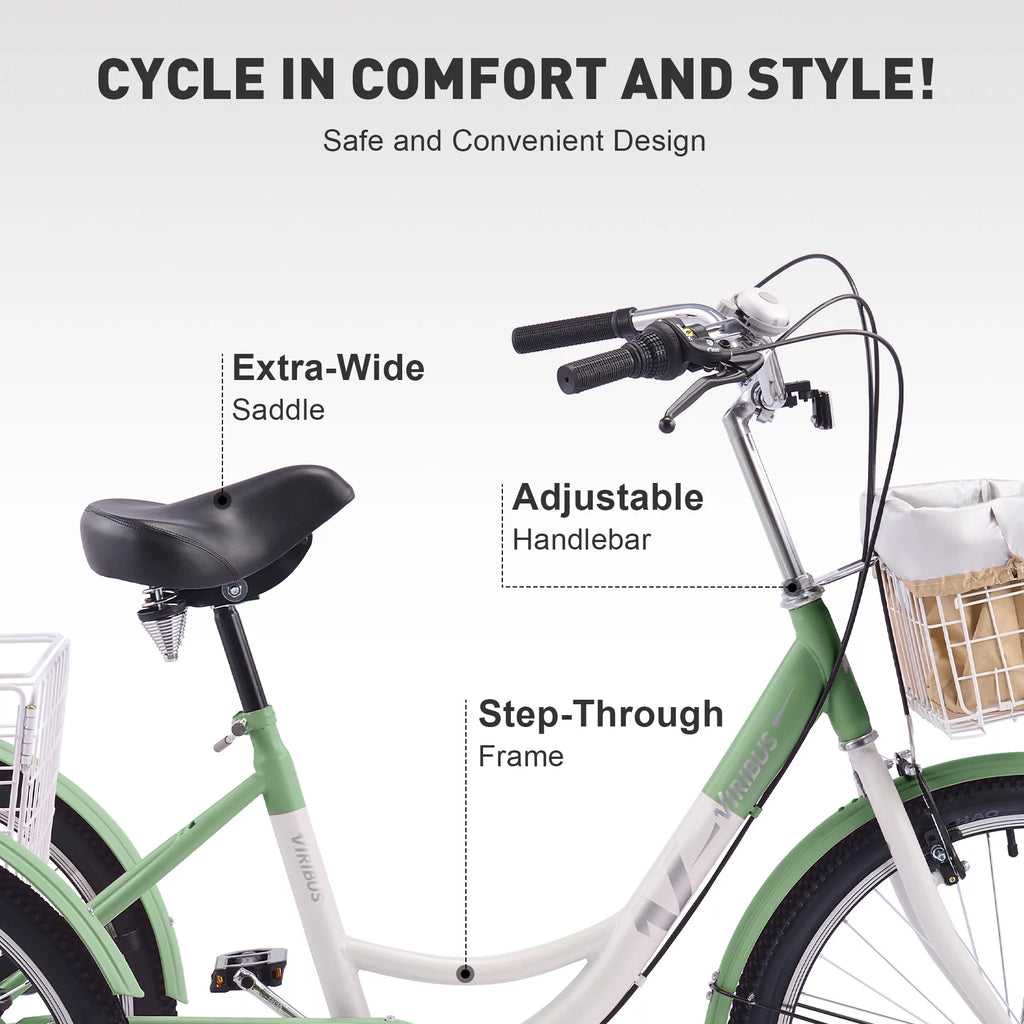 Adult Tricycle 26 Inch 7-Speed with Front and Rear Basket E2205