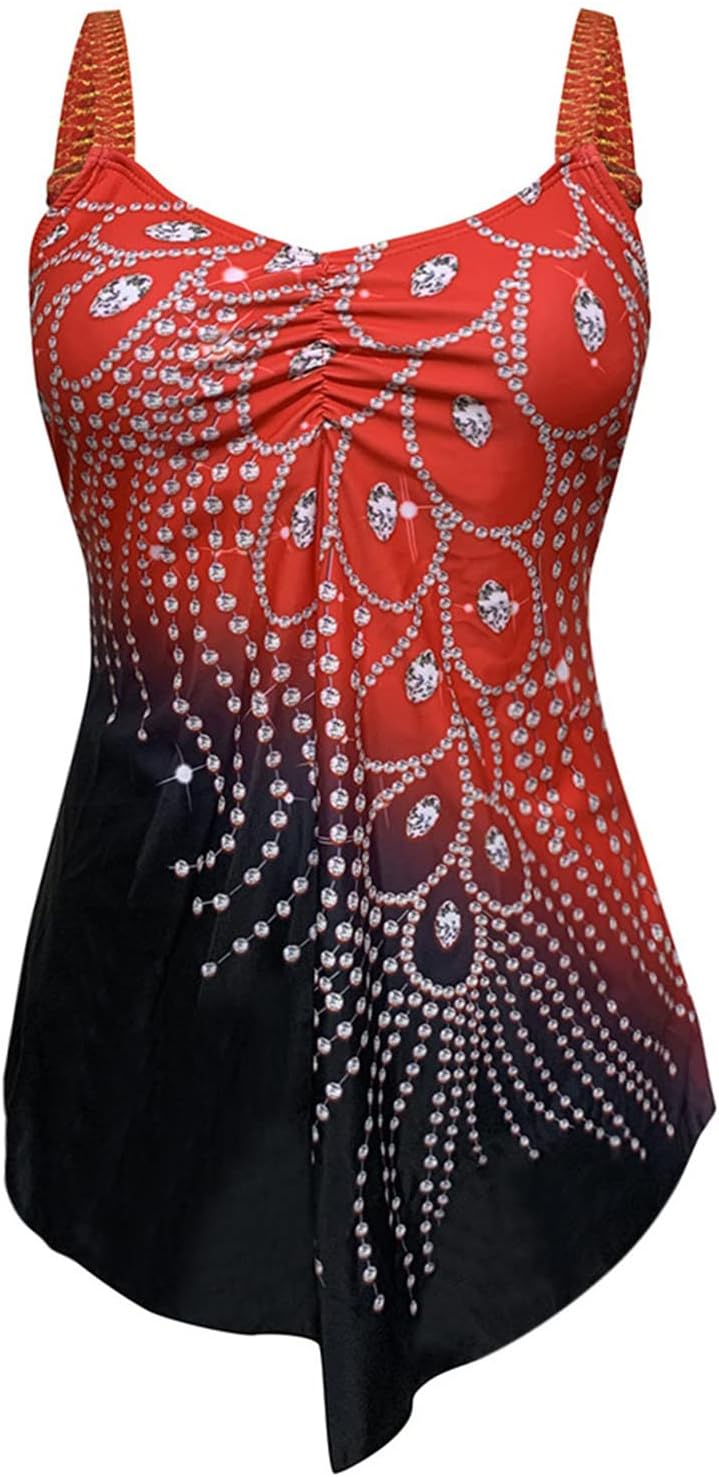 Ladies Tankini Swimsuits with Long Shorts for Older Women C354