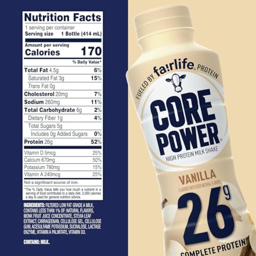 High Protein Shake, Natural Flavor, 14 fl oz, 26g Protein, Pack of 6 A26385