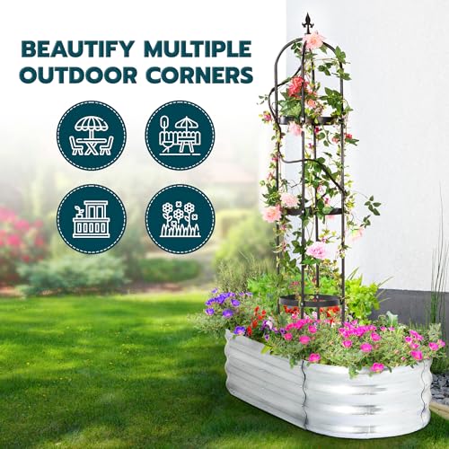 Metal Obelisk Trellis for Climbing Plants Outdoor 6ft U952429