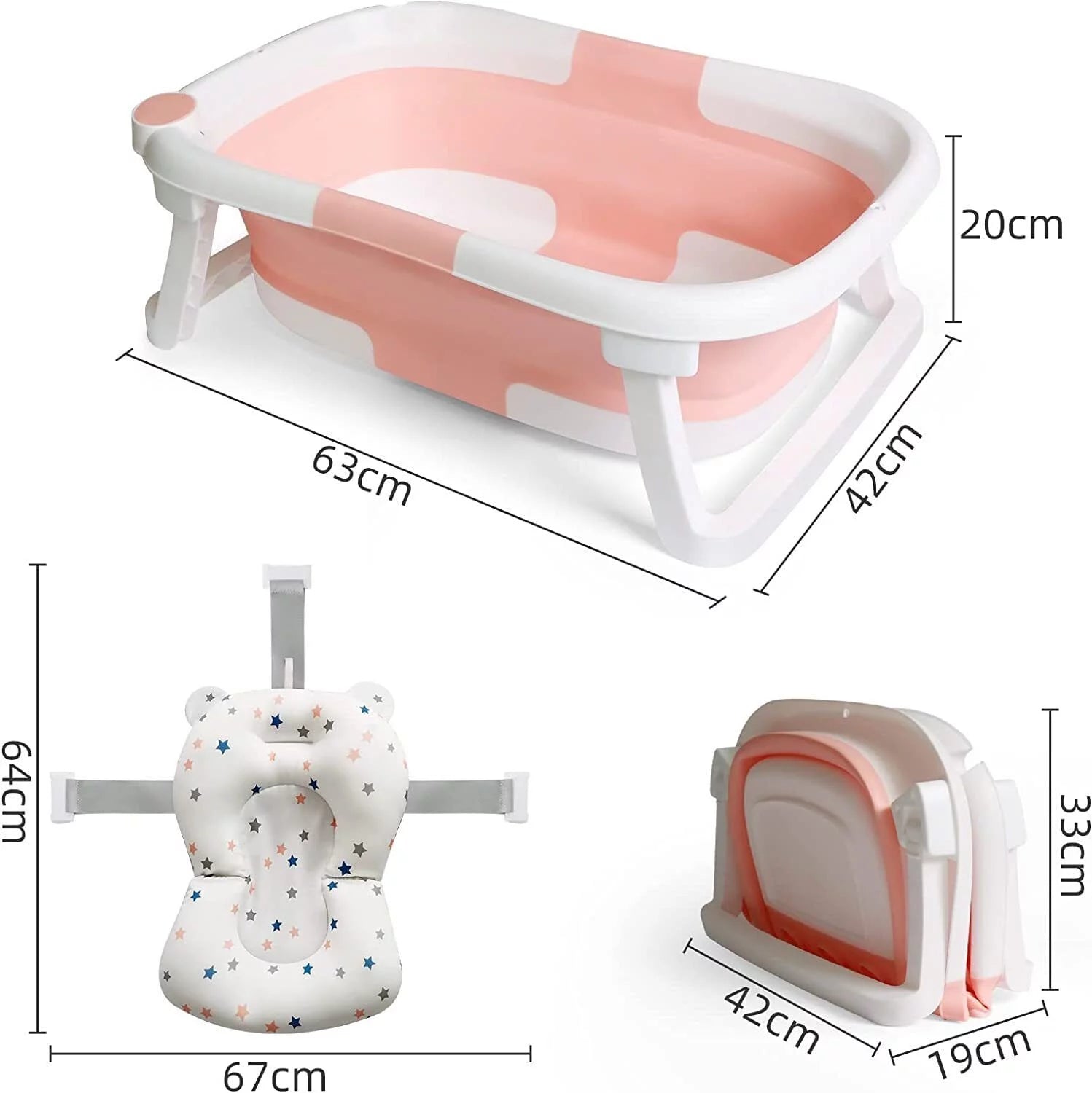 Foldable Newborn Baby Bathtub with Pillow and Temperature Sensor X22087