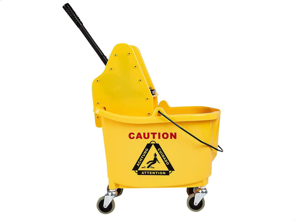 Rectangular Mop Bucket with Down Press Wringer, 35-Quart, Yellow G993015