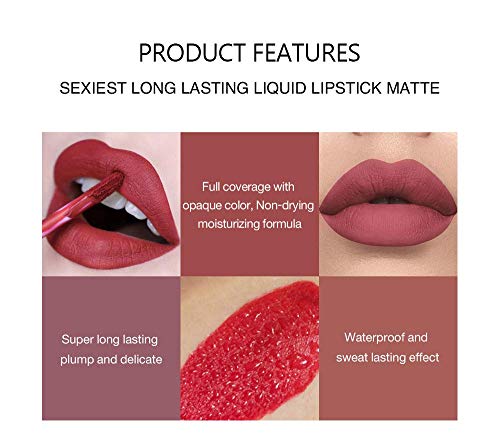 Matte Liquid Lipstick Set, Long-Lasting Waterproof Lip Stain Q20425