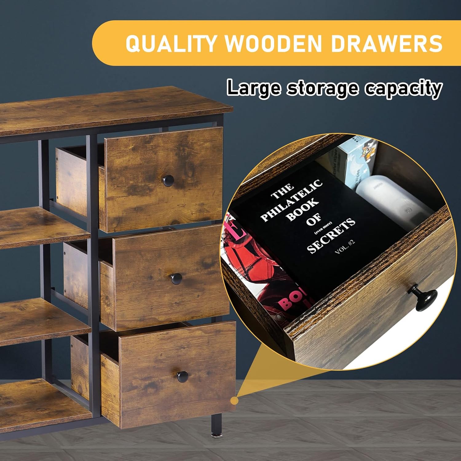Coffee Station Cabinet with 3 Wooden Drawers and Shelves Z288126
