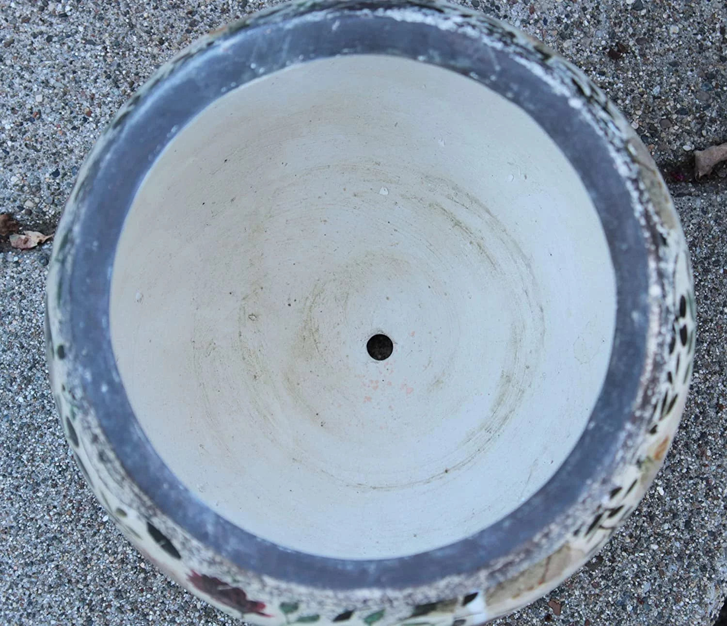 Ceramic round planters for garden, floral print L8346