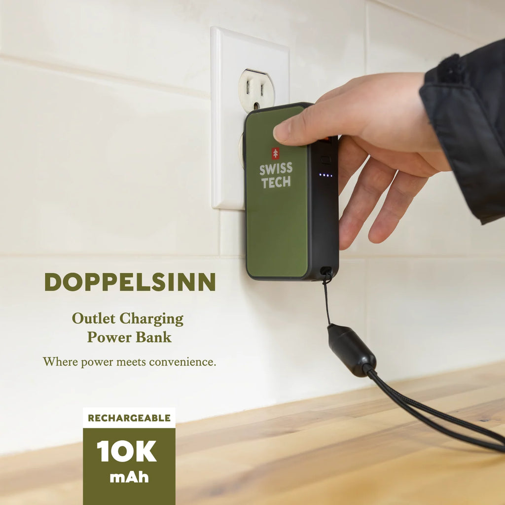 10000 mAh Portable Power Bank with 20W Fast Charge and Built-in Lanyard Charging Cord D752