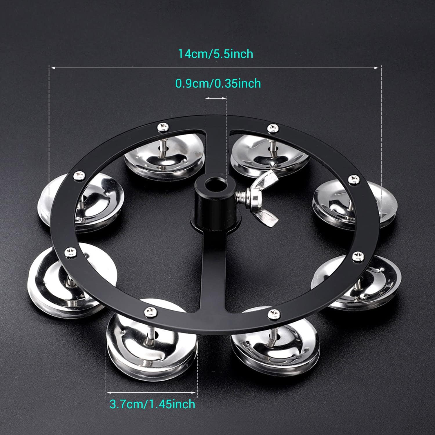 5.5" Mountable Hi-hat Tambourine with 8-Pair Steel Jingles U510