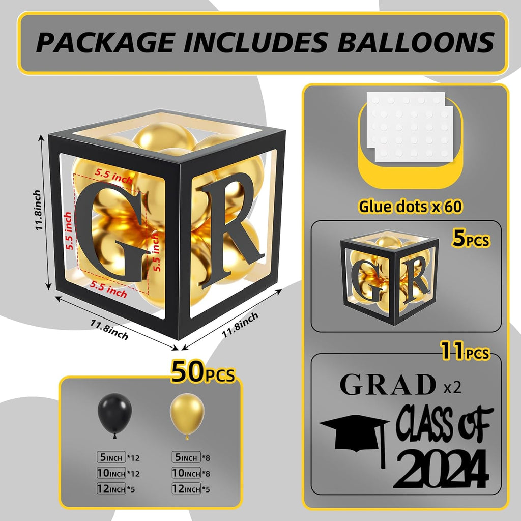 Graduation Balloon Boxes with Cap and Class of 2024 Decor S158559