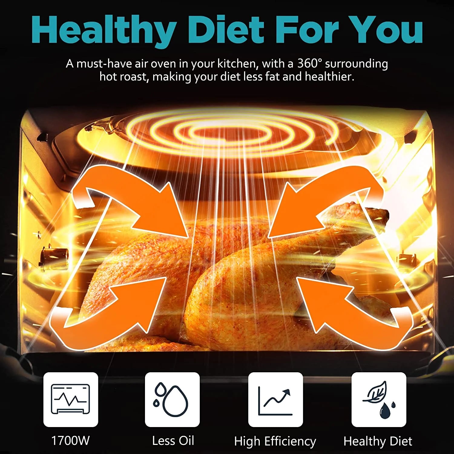 Air Fryer 12 QT 1700W Large Capacity with 10 Presets and LCD Touch Screen B211