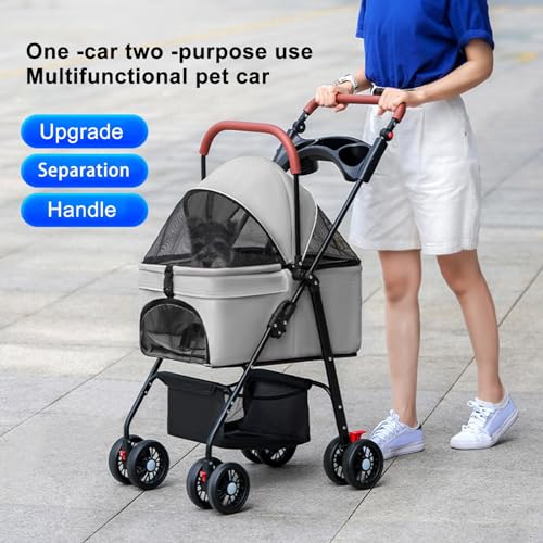 Pet Stroller for Small Dogs and Cats, Folding Travel Carrier with Cup Holder I8085