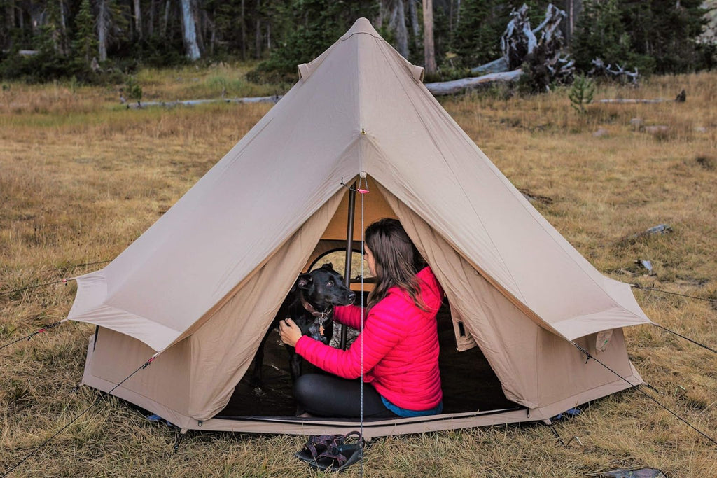 Canvas Bell Tent with Stove Jack, Waterproof, 4 Season Camping N994