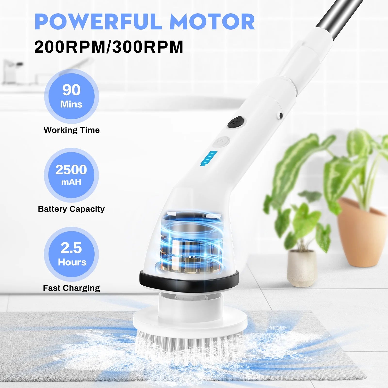 Electric Spin Scrubber for Bathroom, Shower Cleaning Brush Kit S35266