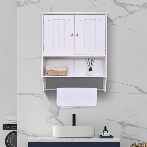 Bathroom Wall Cabinet with Towel Bar, Over The Toilet Storage R7272