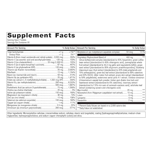 Daily Multivitamin Without Iron with Essential Vitamins & Minerals, 60 Tablets U168