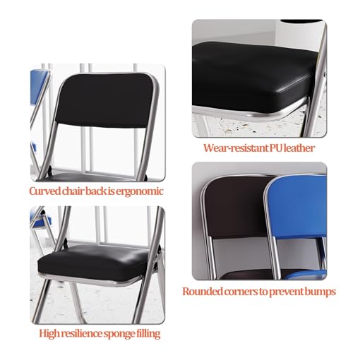 Folding Chairs with Padded Seats, Metal, Space Saving for Indoor Outdoor Use O657
