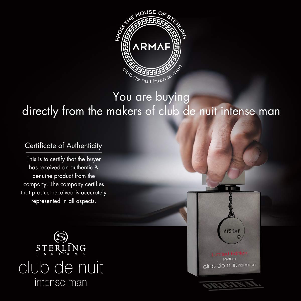 Club De Nuit Intense Men Pure Parfum, Woody Spicy, 3.6 Fl Oz Z64409