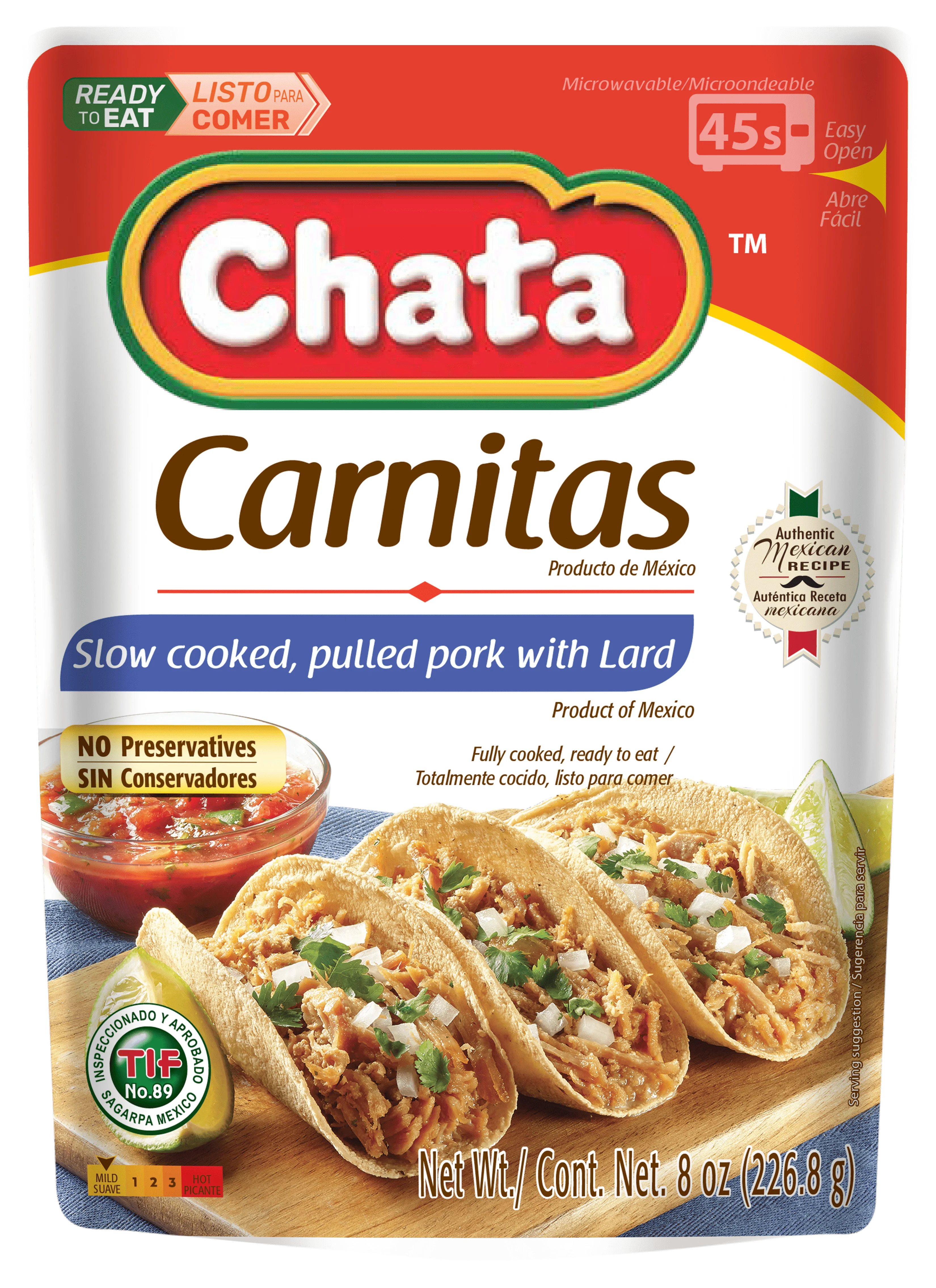 Pork Carnitas Pouch, 8 oz, Pack of 6 N78212