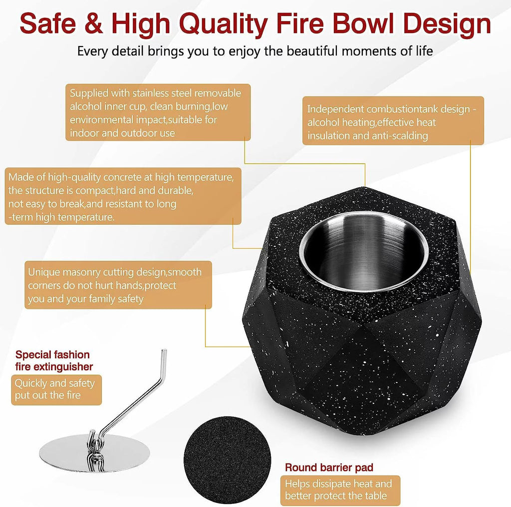Concrete Tabletop Fire Pit Bowl for Indoor Outdoor Patio R3927
