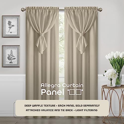 White Window Curtain Panel with Attached Valance, 42x84 Inch, Light Filtering S4982