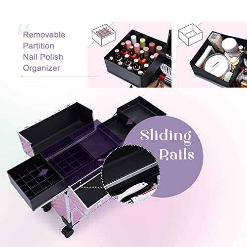 Professional Rolling Makeup Case with Compartments for Cosmetologists G289554