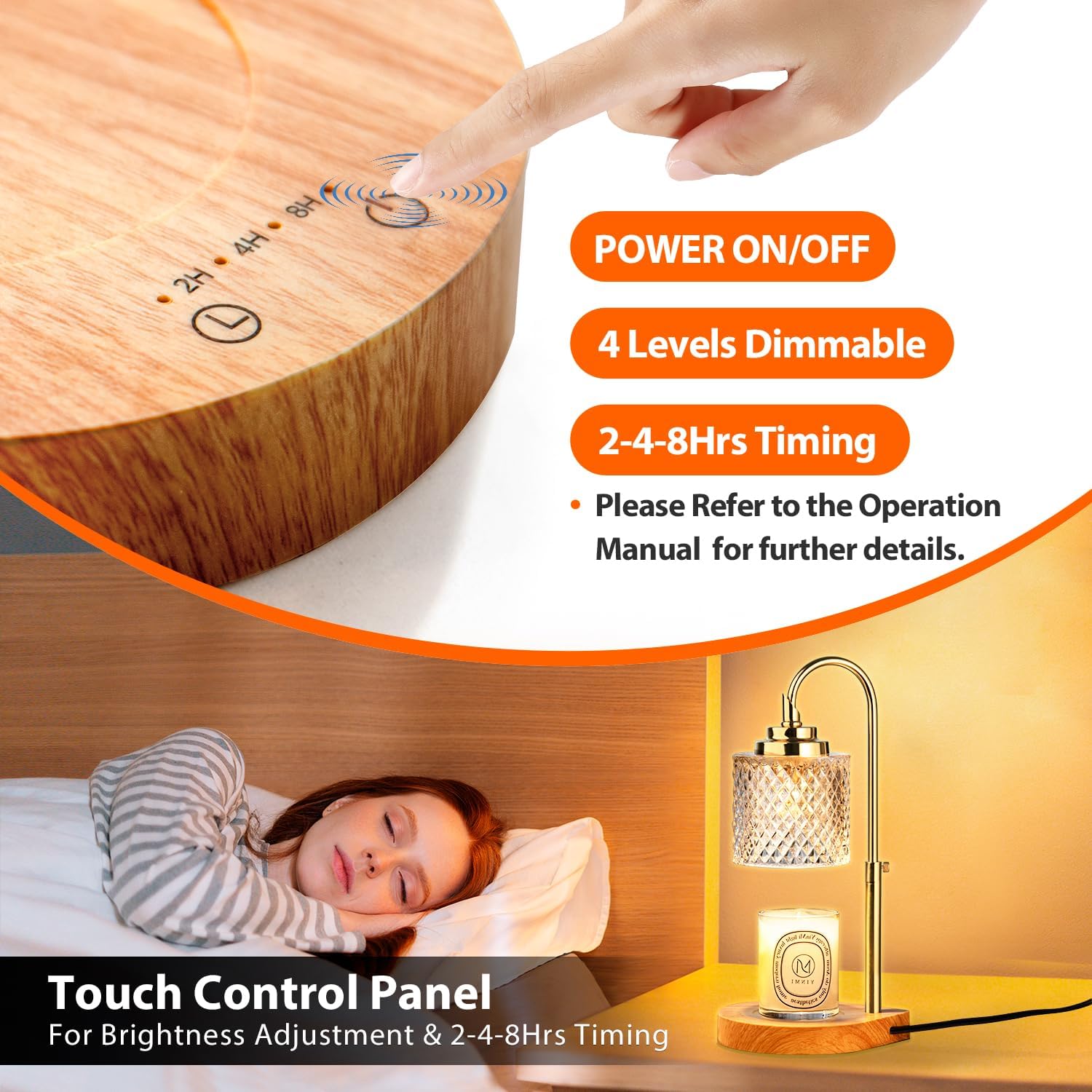 Candle Warmer Lamp with Remote Control, 4-Level Dimming, Height Adjustable C468