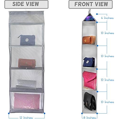 Hanging Handbag Organizer for Closet, 2 Pack, 10 Shelves, Grey A861