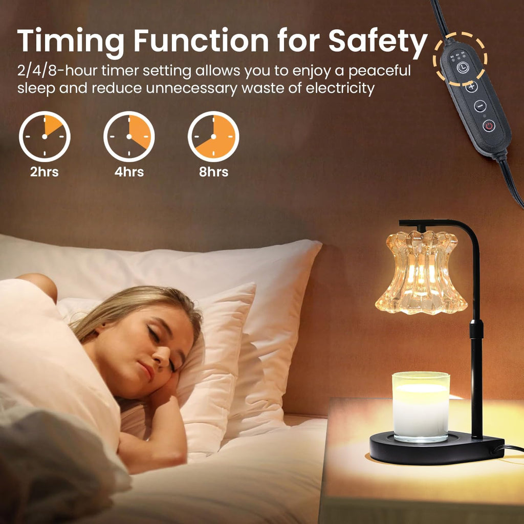 Candle Warmer Lamp with Dimmer and Timer, Adjustable Height, Black Y56739