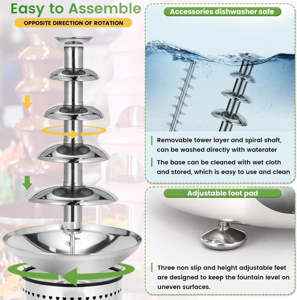 Chocolate Fountain Machine 5 Tier Stainless Steel J26133