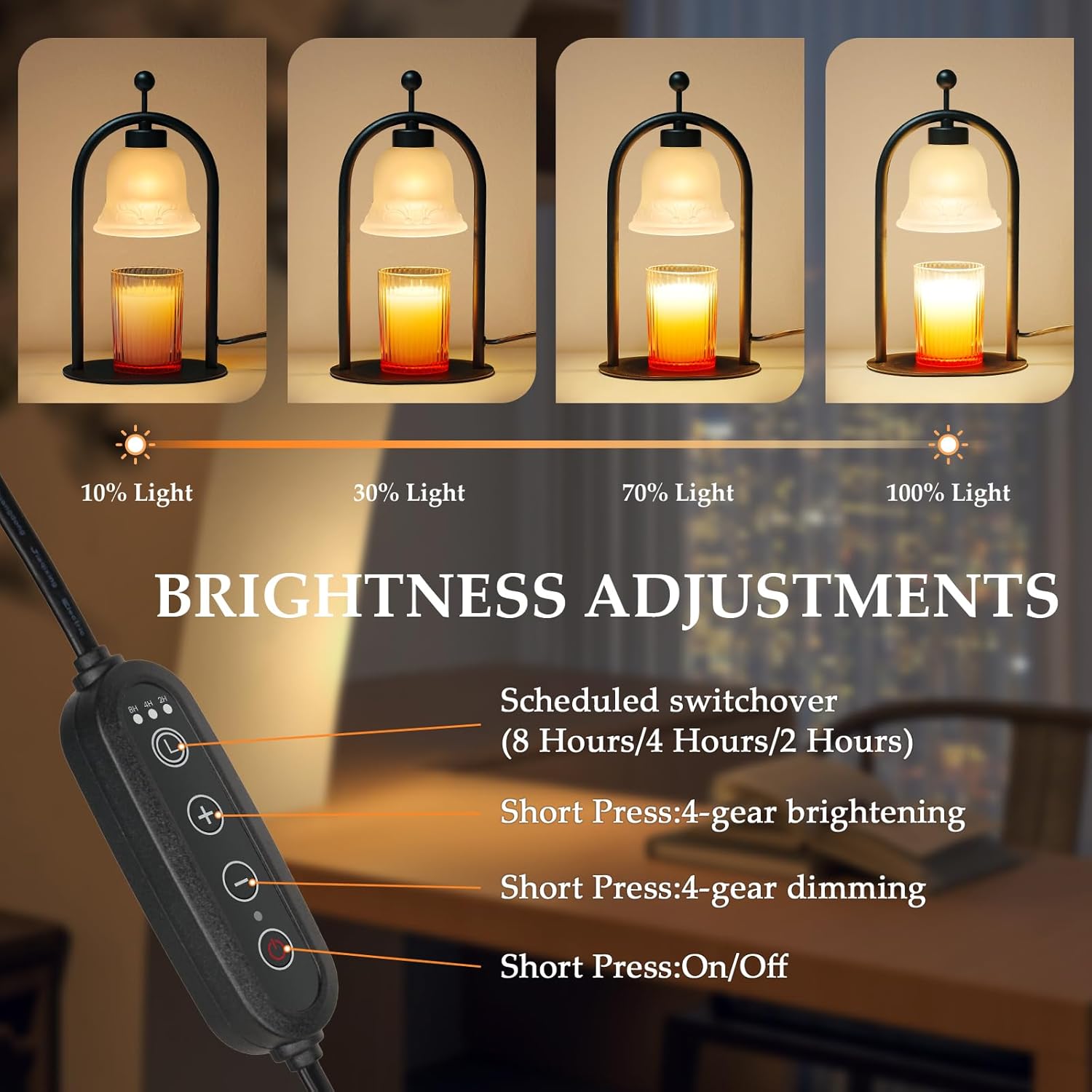 Candle Warmer Lamp with Timer and 2 Bulbs for Jar Candles G4644