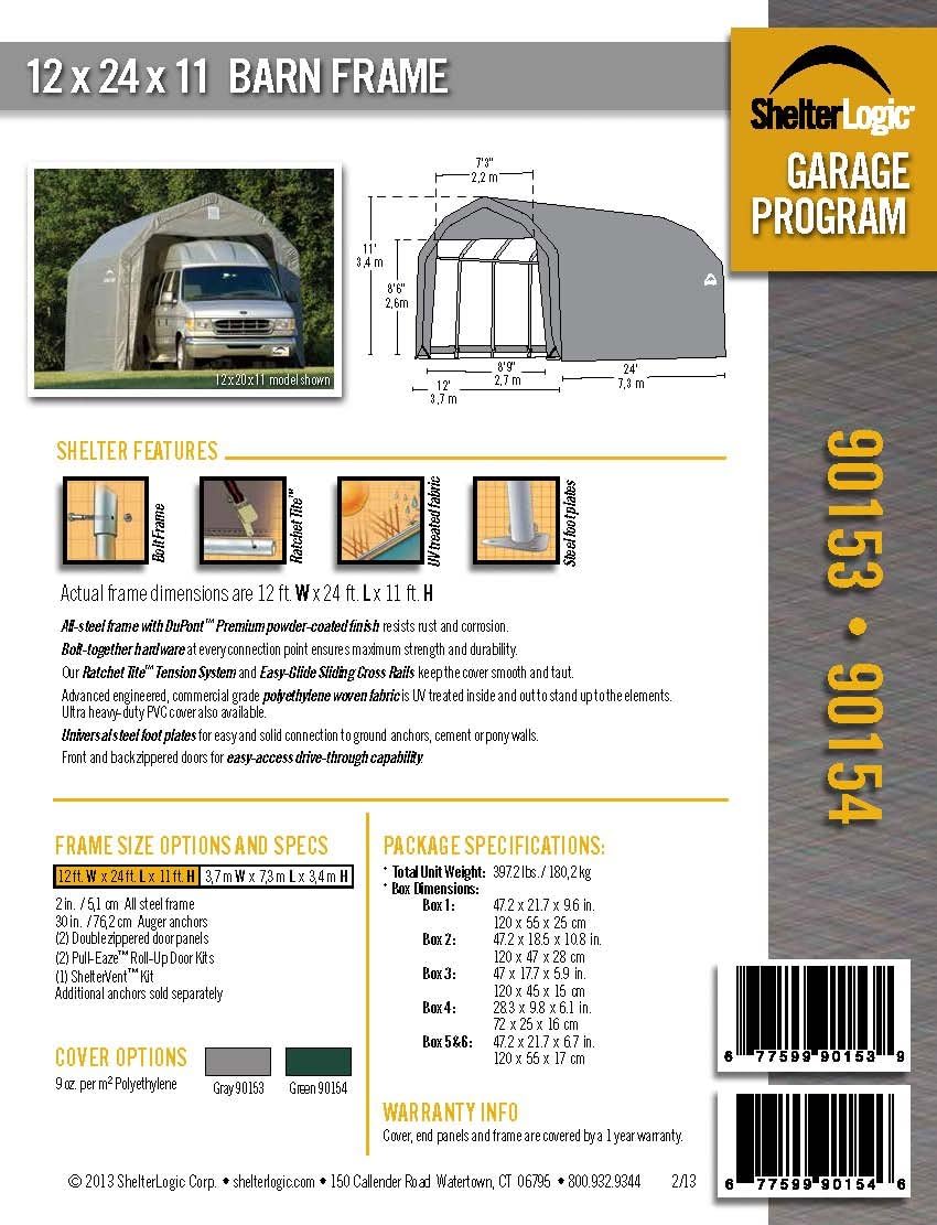 Barn Shelter 12x24x11 Grey X2342