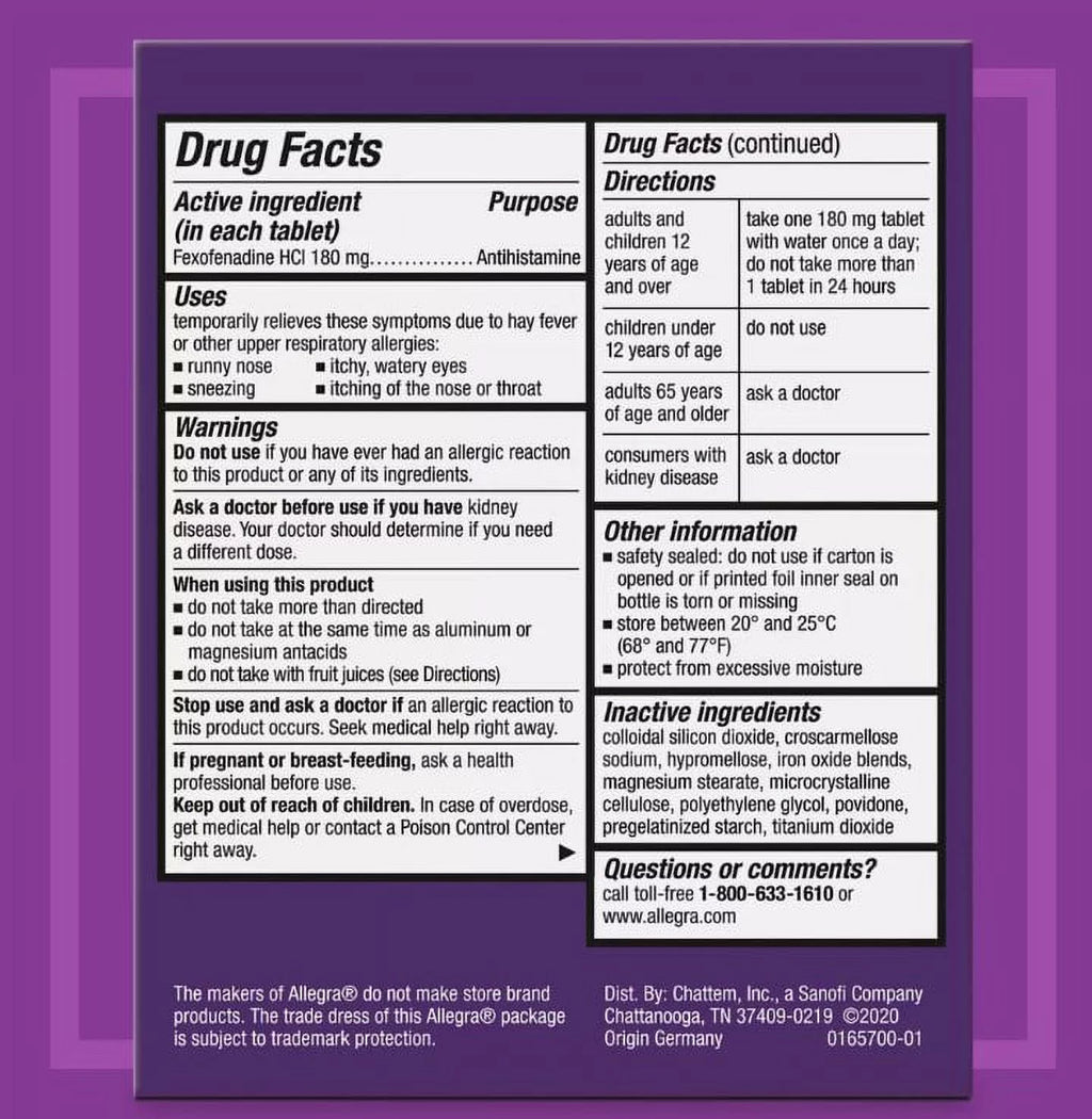 Allergy Relief Non-Drowsy Antihistamine 24-Hour Tablets P1807
