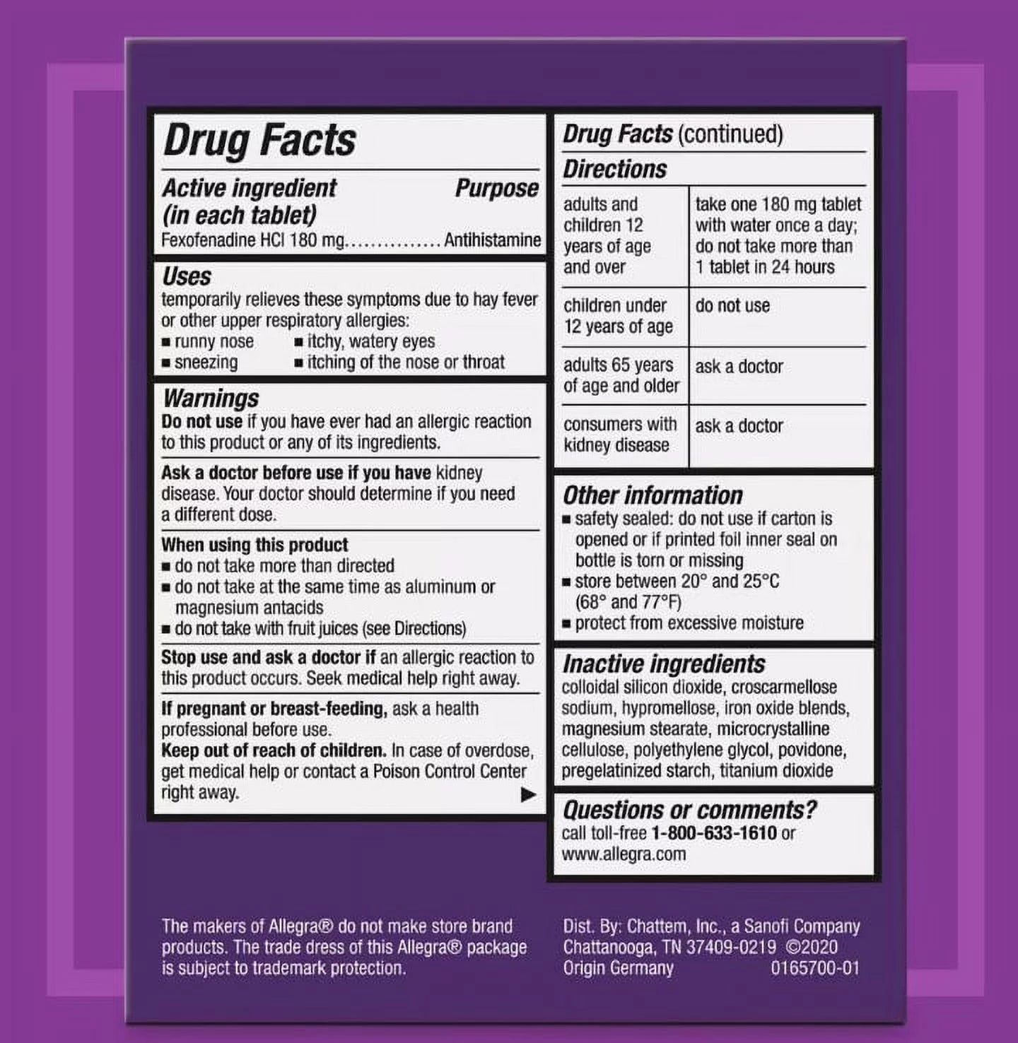 Allergy Relief Non-Drowsy Antihistamine 24-Hour Tablets P1807