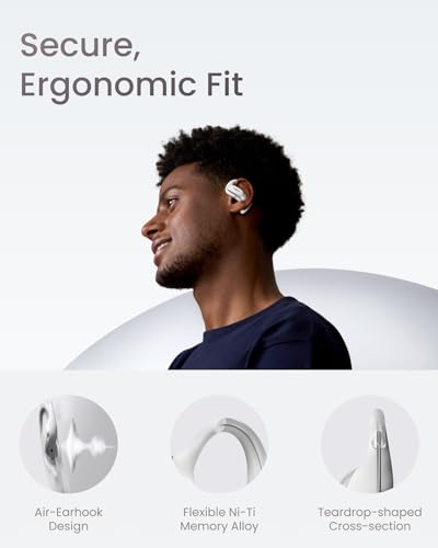 Open-Ear Wireless Earbuds with Secure Earhooks, Water Resistant, Black E3892