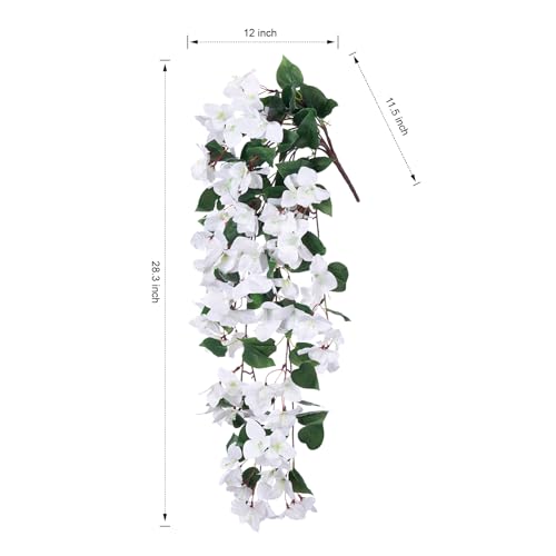 2 PCS Artificial Hanging Bougainvillea Flowers, UV Resistant Outdoor Garden Decor F56089