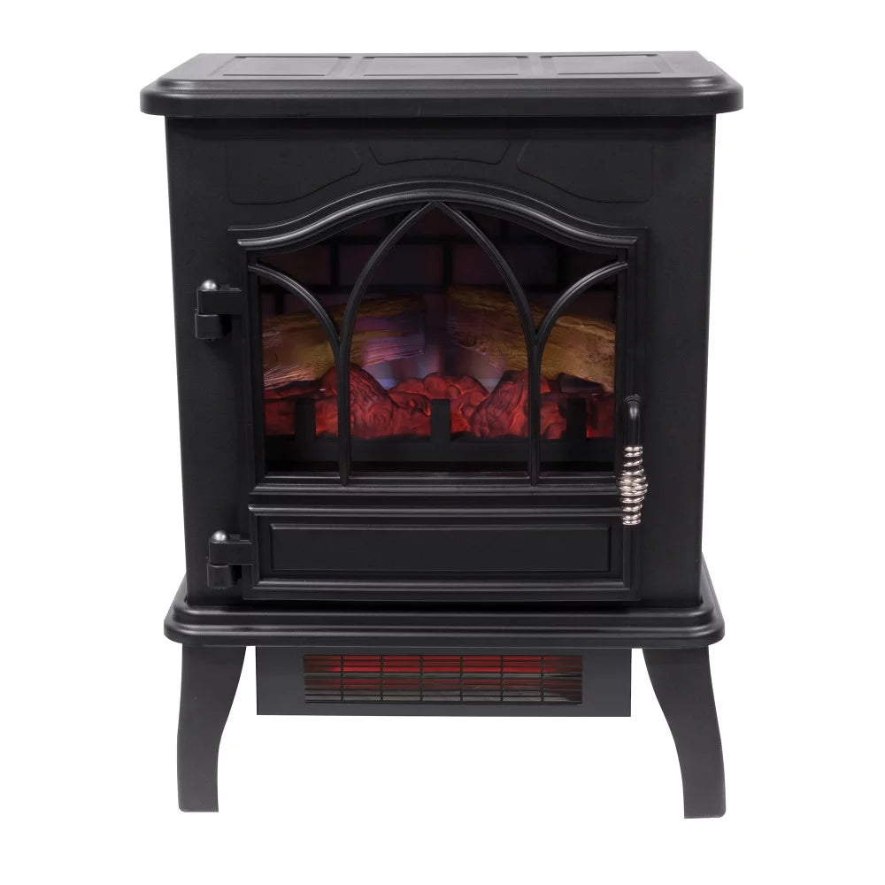 3D Infrared Electric Fireplace Stove Heater, Black W50236