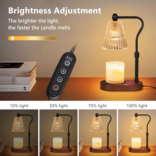 Candle Warmer Lamp with Timer and Dimmer, Adjustable Height, Electric Wax Melt Warmer with 2 Bulbs X245