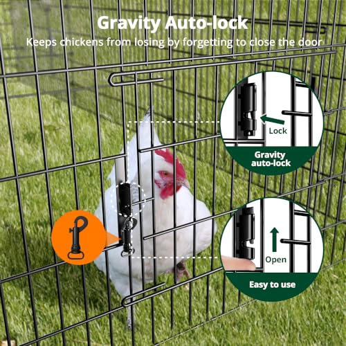 Chicken Coop Run Pen for Yard with Cover Outdoor Metal Enclosure H73461