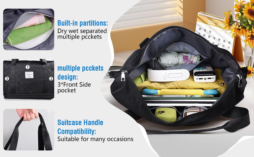 Expandable Rolling Duffel Bag with Detachable Wheels, Carry-On Travel Luggage L7598
