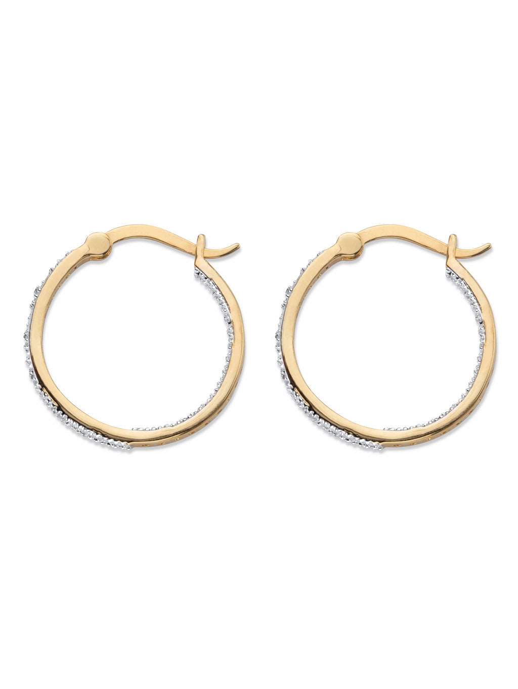 Round Diamond Accent Inside-Out Hoop Earrings 1/10 TCW Gold-Plated C972