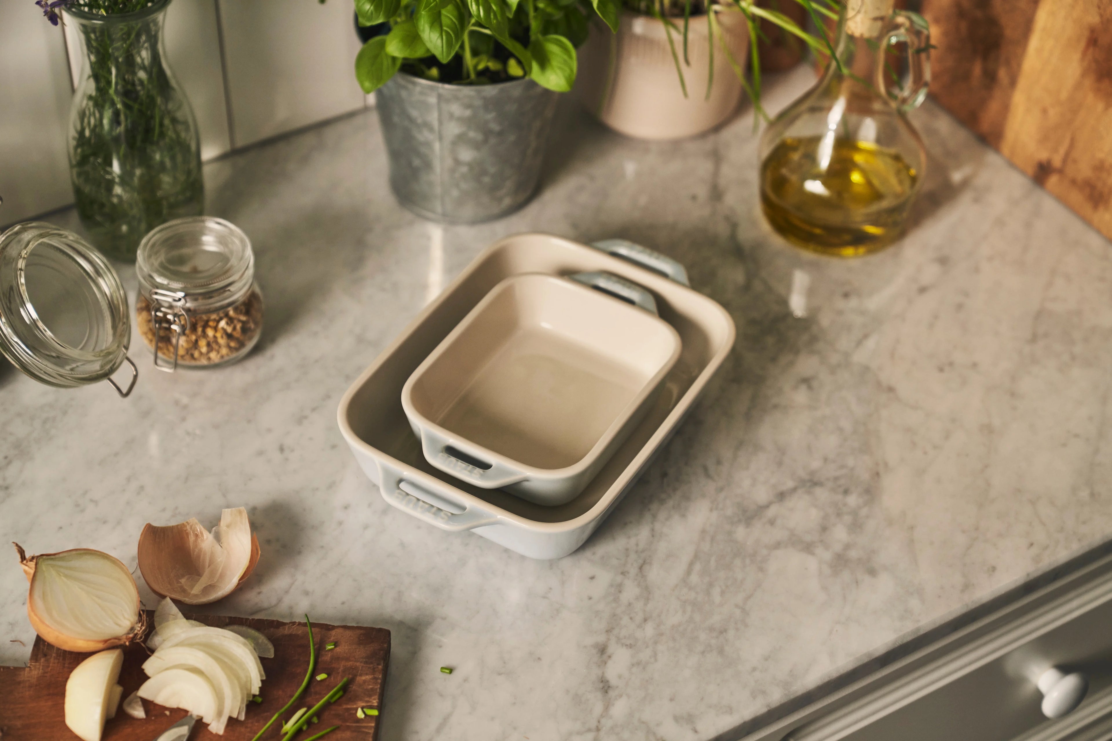 Ceramic Rectangular Baking Dish Set, Pastel Blue Y890495