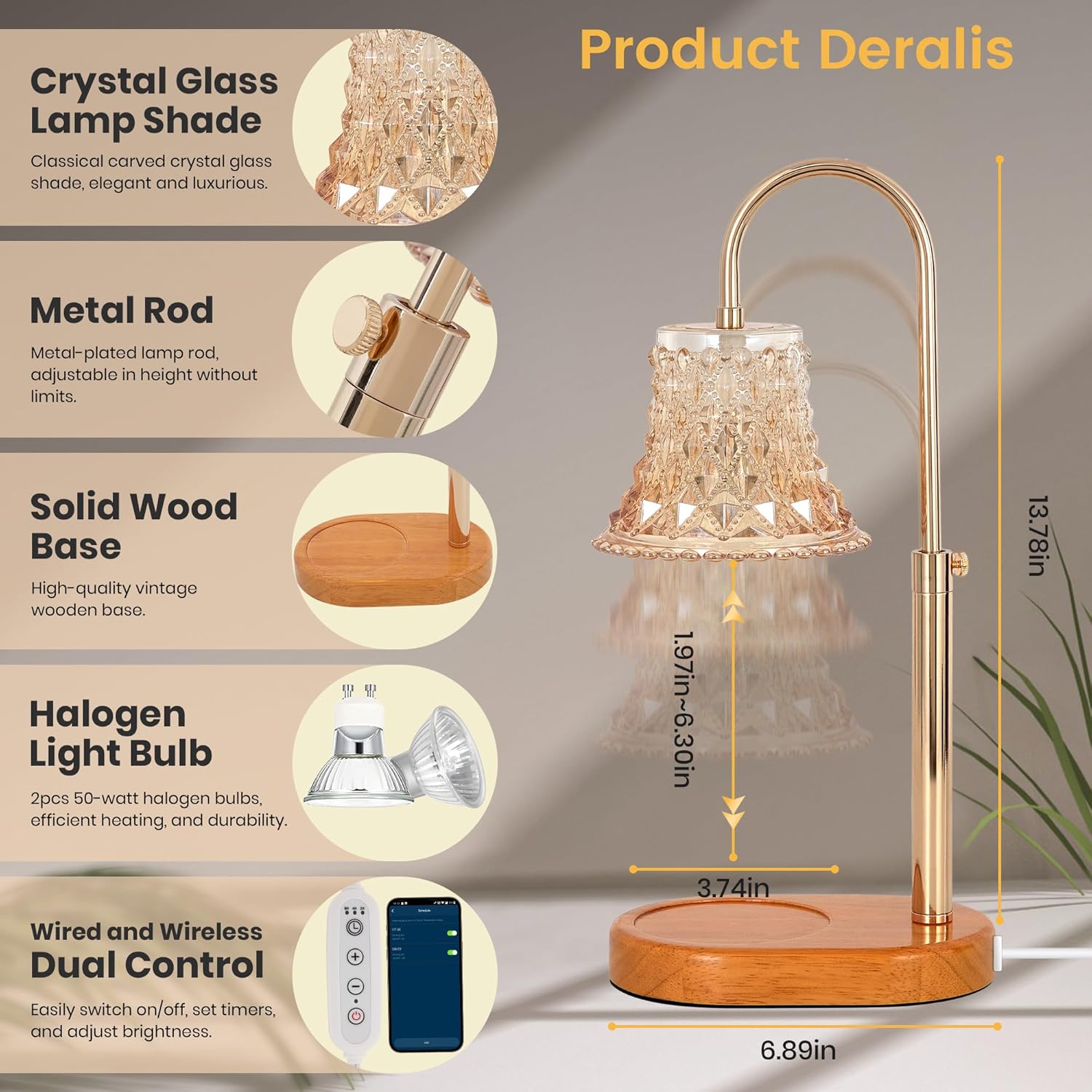 Candle Warmer Lamp with Timer and Dimmer for Jar Candles K512