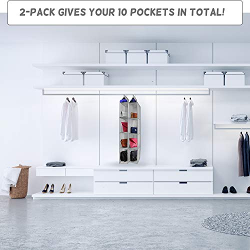 Hanging Handbag Organizer for Closet, 2 Pack, 10 Shelves, Grey A861