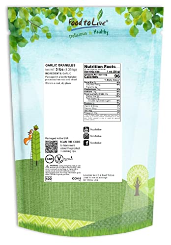 Granulated Garlic, 1 Pound – Dried Coarse Garlic Granules, Vegan Bulk Spice S1027